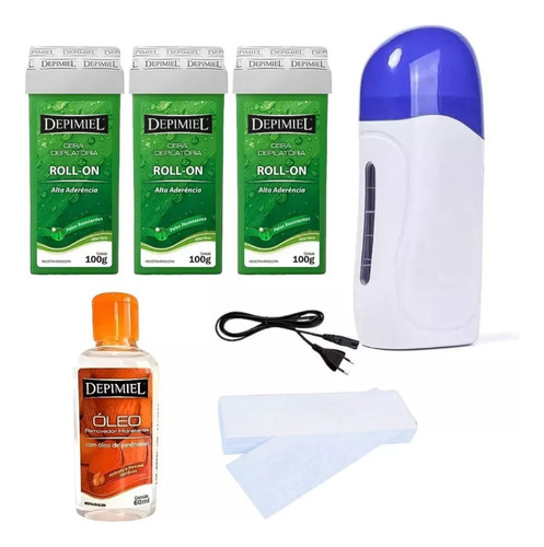 Kit Aquecedor De Cera Quente Rollon 3 Refil De Cera Depimiel