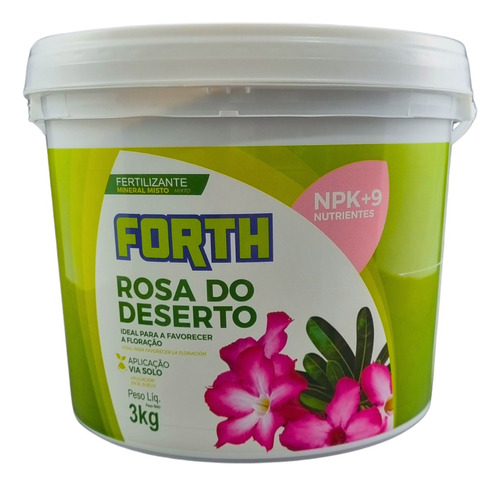 Kit 48kg Fertilizante P/ Flores Rosa Deserto Forth Balde 3kg