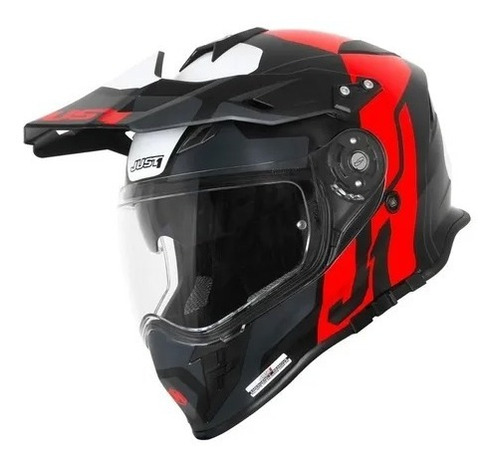 Casco Moto Just1 J34 Tour Fluo Red/black Mate - Gem Racing