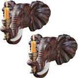 Set De 2 Portavelas Con Forma De Cabeza De Elefante 30.5 Cm