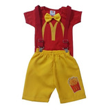 Conjunto Fantasia Mc Donald's,menino Shorts/body/suspensório