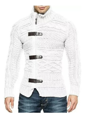 Casual Sweater Jacket With Leather Ring For Men