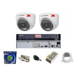 Dvr 04 Canais Hikvision Huhi  / 02 Dome Colorvu 3k C/ Audio