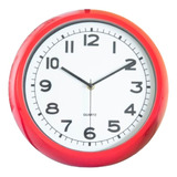 Reloj Pared Marco Rojo Fondo Blanco 30cm Diam Con Minutero