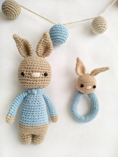 Kit Recién Nacido Al Crochet. Blinky El Conejo. Amigurumi
