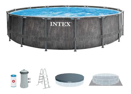 Pileta Estructural De Lona Intex 457x122cm Bomba + Escalera