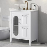 Vanity De Baño Lumisol 24  Con Lavabo Y Gabinete De Madera, 