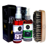 Kit 1 Aceite Cuidado 1 Locion Mas Barba Y Cepillo Cafe Jye