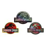 3 Pzas Sticker Holograma Jurassic Park World Logo Calcomania