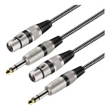 Cable Xlr Hembra A Trs De 1/4 Pulgadas, Paquete De 2, Trenza