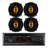 Kit 4 Alto Falantes 4 Pol Jb4 Flex Leson+ Rádio Bluetooth Sd