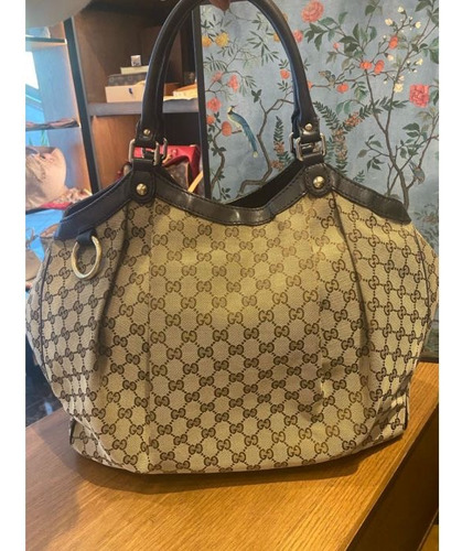 Bolsa Gucci Sukey Gg Canvas Tote Beige 211443