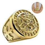 Anillo Saint Michael Miguel Amuleto Acero Inoxidable Hombre