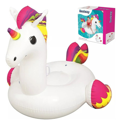 Unicornio Kawaii Gigante Inflable Bestway 41113 Color Blanco