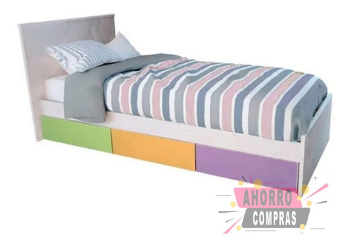 Cama  1 Plaza Juvenil Con 3 Cajones Bajo Cama  1.90 X 0,80