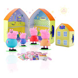 Peppa Pig 4 Figuras De Juguete + Casa Peppa + Manualidades