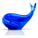 Azul Soplado Mano Arte De Cristal Animal Ballena Figuri...