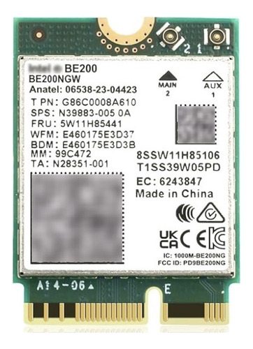 Tarjeta Wifi 7 Intel Be200ngw 2.4g/5g/6ghz Bluetooth 5.4