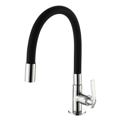 Torneira Flexível Preto Cromado Agua Fria Cozinha Dc-6606a