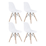 Silla Living Comedor Cocina Set X4 Eames Niviko Madrid Reforzada Estructura De La Silla Marrón Claro Asiento Blanco