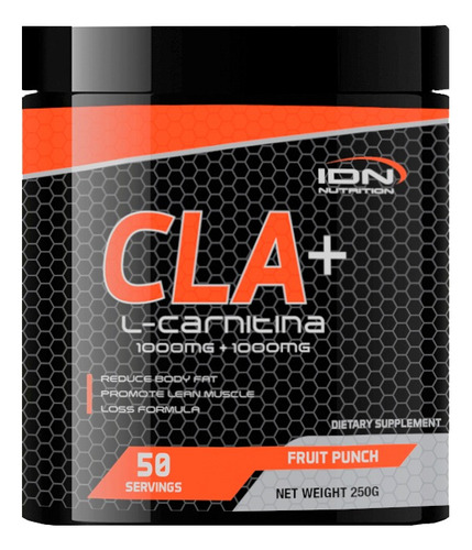 Cla + L- Carnitina 250g - Idn Nutrition Sabor Frutos Rojos