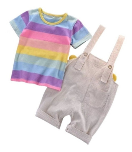 Lindo Conjunto De Ropa Jardinera Verano Para Niños Niñas