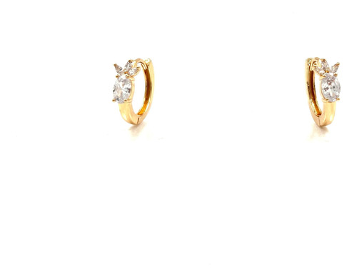 Aretes Arracada Piedras Cristalinas Chapa De Oro Mujer 