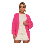 Cardigan Feminino Tricot Manga Longa