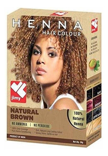 Henna Para Cabello - Jimy Henna Color Natural Brown (paq
