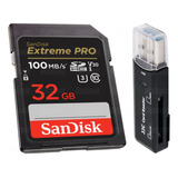 Cartão 32gb 100mbs Sandisk Extreme Pro 4k Uhd Com Leitor Usb