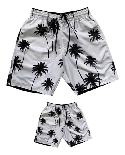 Kit Pai E Filho Short Tactel Masculino Bermudas Iguais 