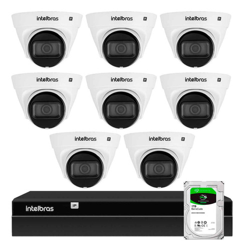 Kit 8 Câmeras Vlp1230 Dome Ip Intelbras, Nvr 1408, Hd 1tb Ba