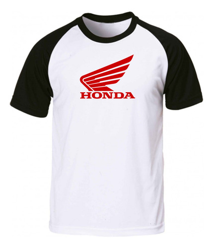 Remera Blanca Ranglan Sublimada Personalizada Honda Moto