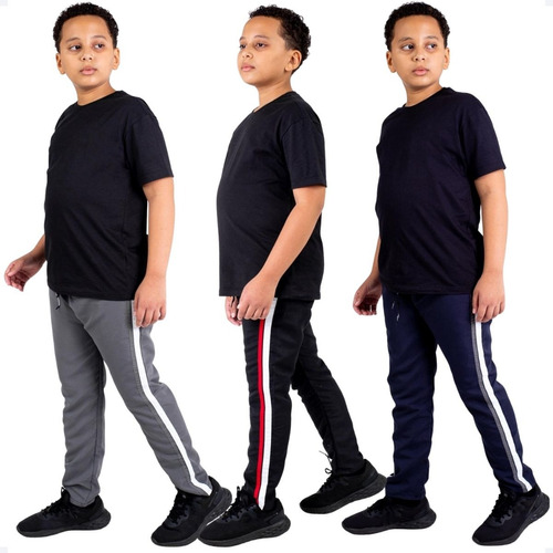 Kit 3 Calças Masculina Infantil Tactel Ref 271   T