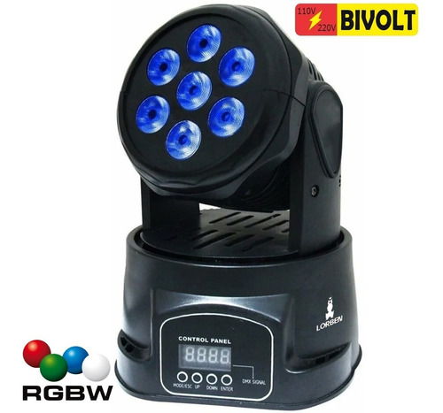 Mini Moving 7 Led 12w Iluminação Rgbw Faz Branco E Strobo Dj