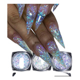 Set Decoración Uñas Nail Art Glitter Holografico Lapiz