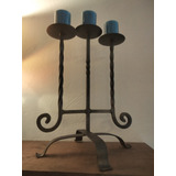 Candelabro Para Mesa 3 Brazos En Herrería Forjada. Nart