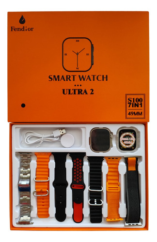 Smart Watch Ultra 9, 49mm, 7 Em 1, Com Sete Pulseiras 