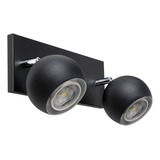 Aplique 2 Luces Bocha Cabezal Móvil Apto Gu10 Led Negro 