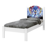 Cama Solteiro Menino Adesivada Sonic 100%mdf Branca