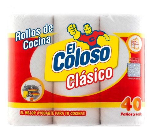 Rollo De Cocina El Coloso 3 X 40 Paños