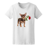 Perro Chihuahua Con Rosa Camiseta De Mujer-shutterstock