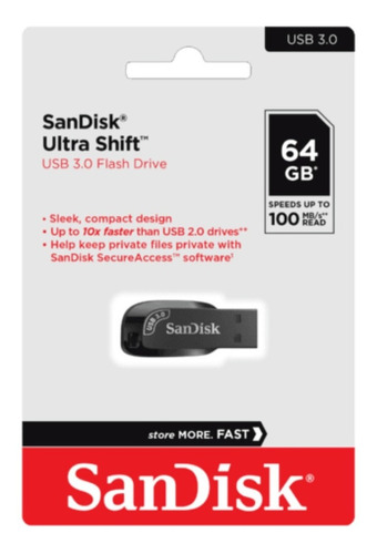 Pack X3 Pendrive 64 Gb Usb 3.0 100 Mb Veloz Shift Sandisk