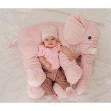 Almofada Travesseiro Elefante Pelúcia Bebê Dormir Rosa 80cm