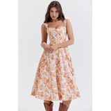 Vestido Floral Casual Moderno Juvenil Abertura Sexy Midi