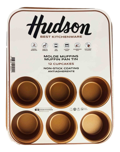 Molde Muffins X12 Cupcakes Hudson Antiadherente Horno Bz3