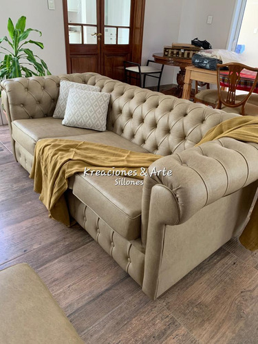 Sillón Sofá Chesterfield Classic 3c Eco Cuero Talampaya 