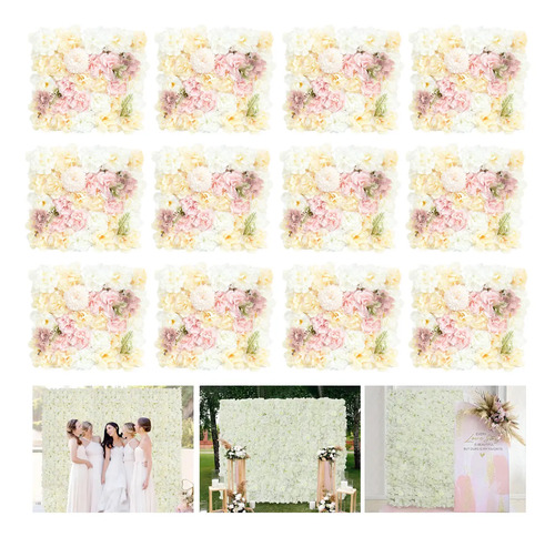 12 Panel De Flores Artificiales Muro Decorativos Rosas Pared