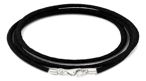 Collar De Cadena De Cordón De Seda Negro De 2 Mm Con Cierre 