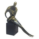 Escultura Musico Saxofonista Minimalista Resina Bronze 18cm